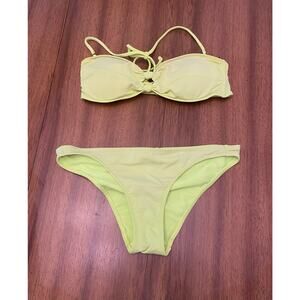Brat Summer Y2K Vintage Hollister Bikini Lime Green Tie Top S top M‎ bottom